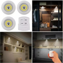 Kit 3 Lâmpadas Luminária De Led Spot Sem Fio Controle Remoto Cor Branco Pilha AAA