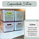 Kit 2 e 4 Organizadores de Geladeira 3,8, 2,8, 1,9 e 1,4 Litros Cesto com Tampa Multiuso Alimento Verdura e Vegetal